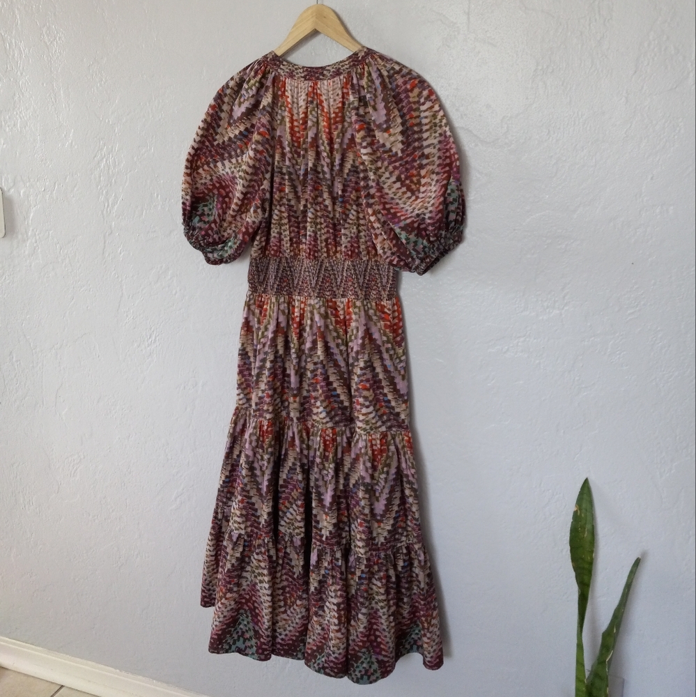Anthropologie Joyce Puff Sleeve Tiered Midi Dress 10 - Picture 14 of 16
